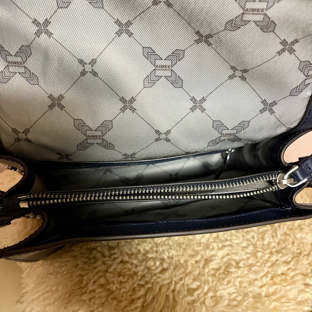 Aimee Kestenberg navy blue genuine leather crossbody bag , minimalist design. - Picture 9 of 10